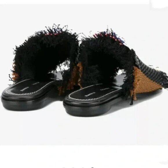 Proenza Schouler Woven Raffia Fringe Slides Size 38 US 7.5 Women's Sandals $595 - Picture 12 of 13